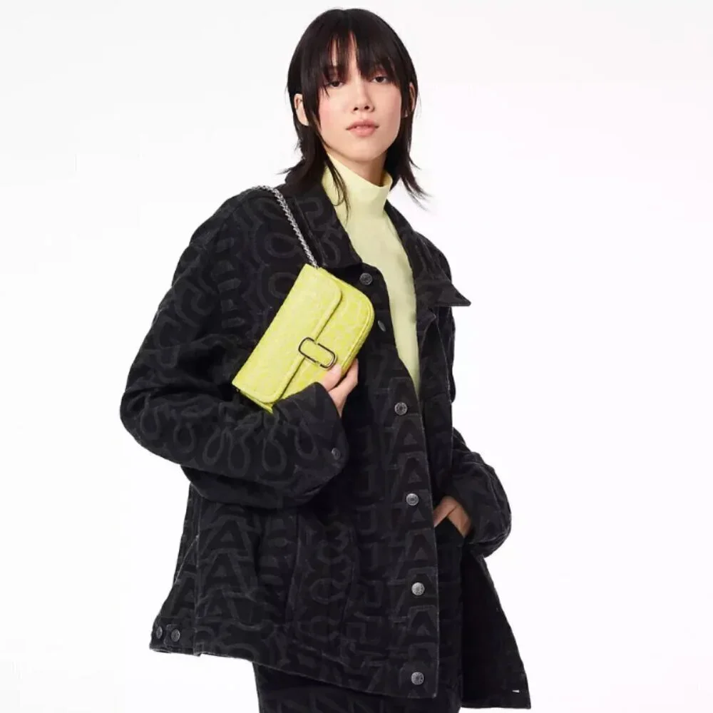 NWT! NEW！New Marc Jacobs J Marc Mini Shoulder Bag -Croc-embossed Leather Yellow